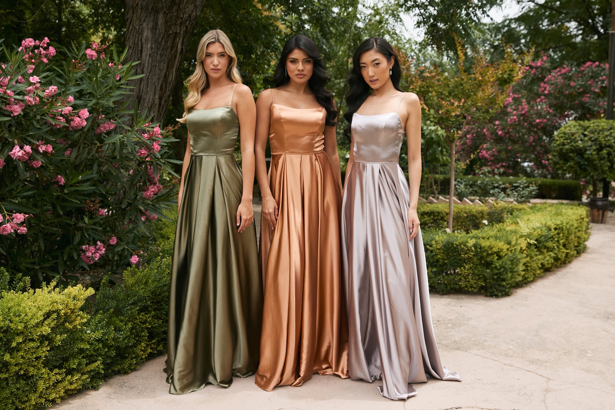 blue dress for baby girl Taupe Floor Length Mismatched Bridesmaid Dresses, Dress C main image 1