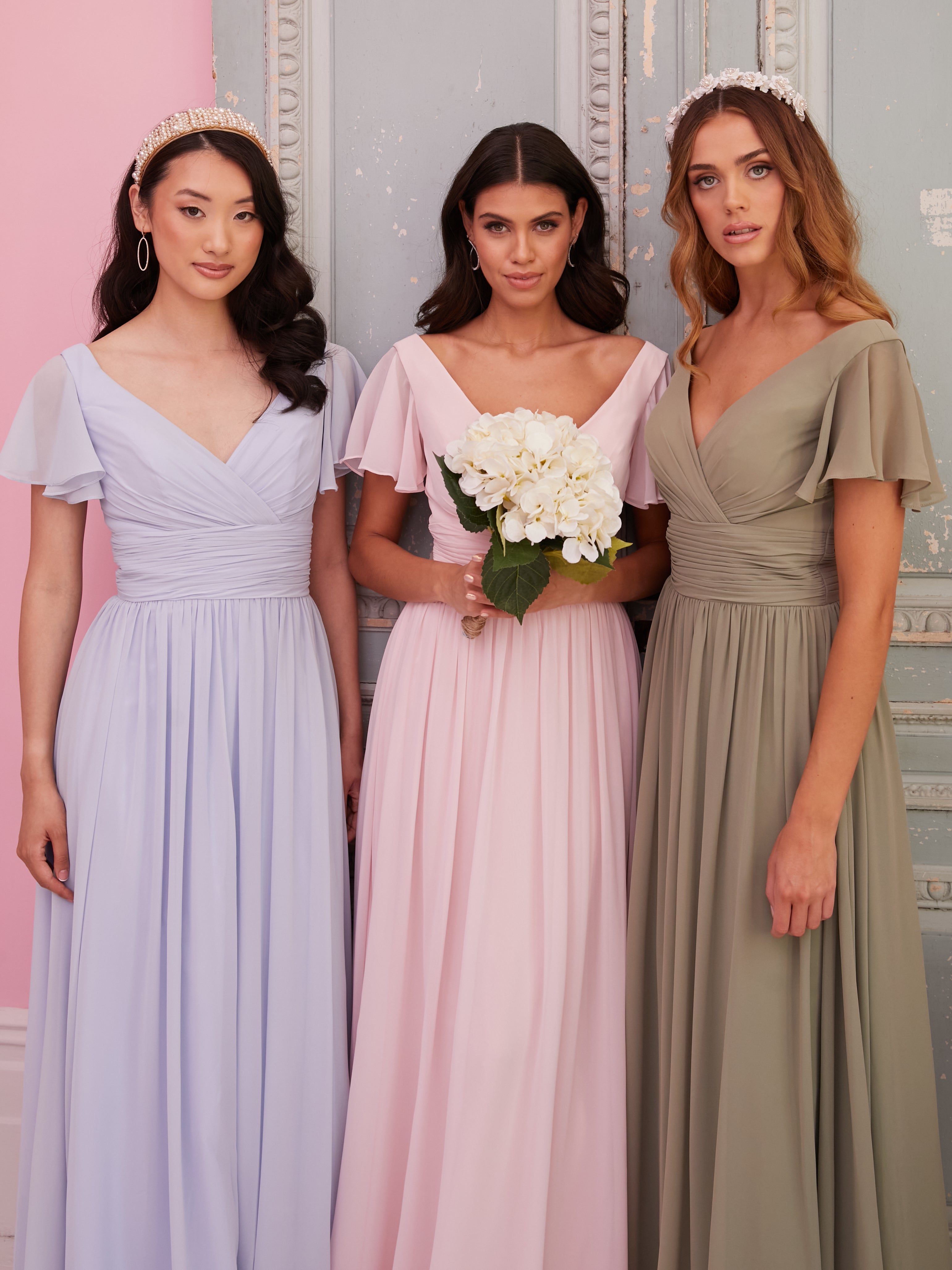 Juliette - Light Blue Draped Front Bridesmaid Dress