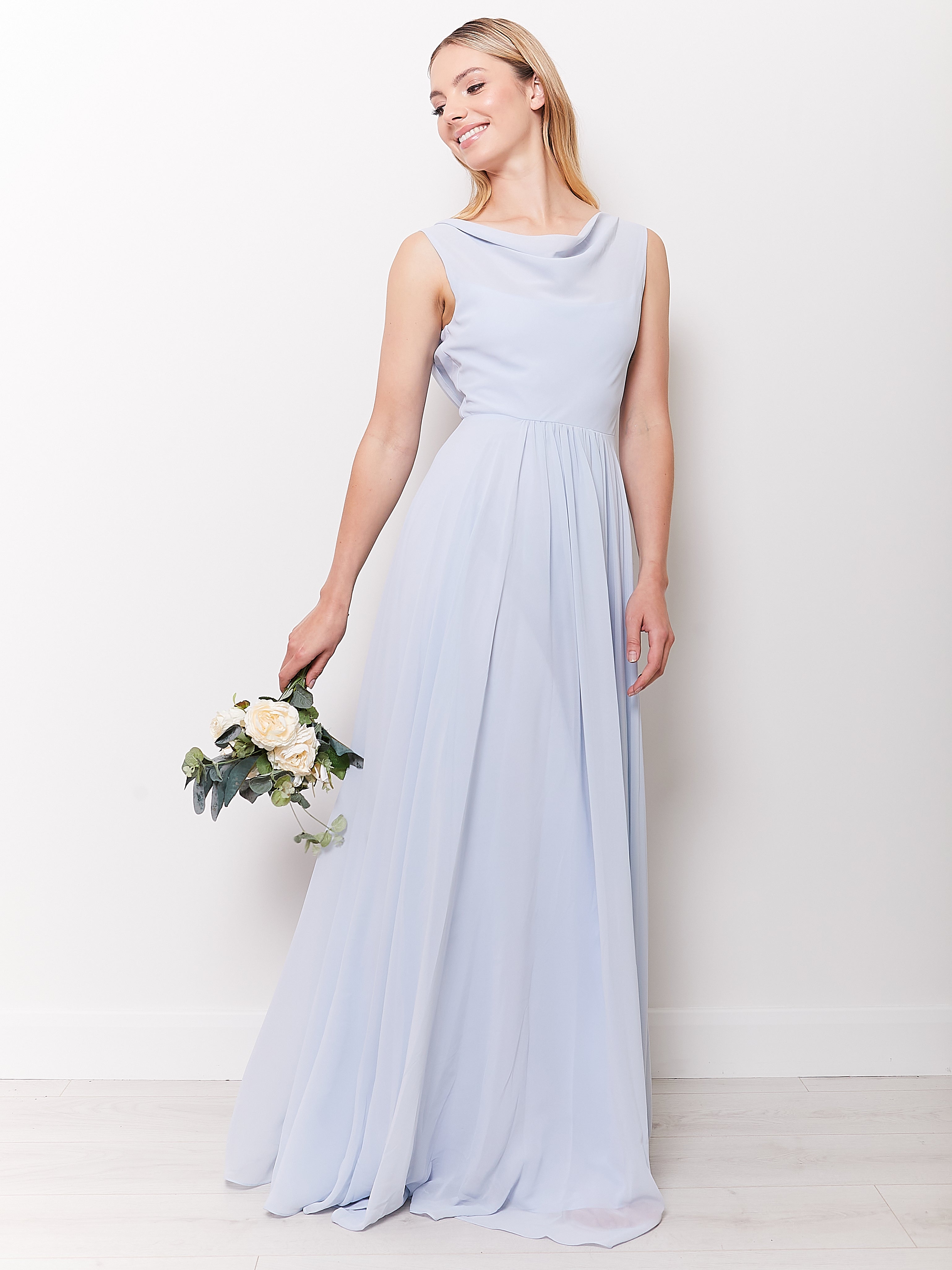 Cressida - Light Blue Cowl Back Bridesmaid Dress