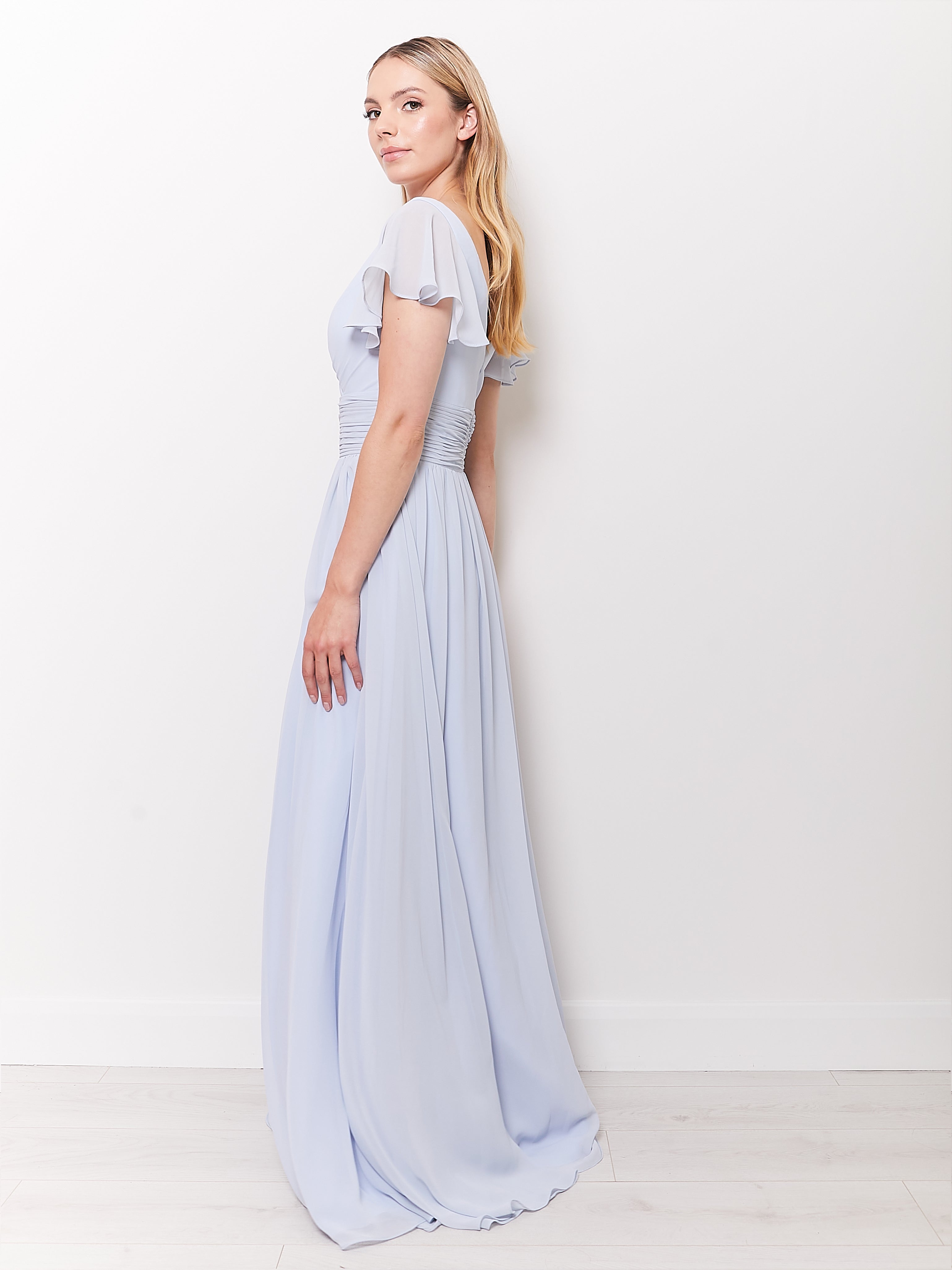 Juliette - Light Blue Draped Front Bridesmaid Dress