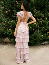 Alexandra - Open Back Pink Tiered Dress - Dress 2 Party