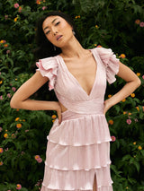 Alexandra - Open Back Pink Tiered Dress - Dress 2 Party
