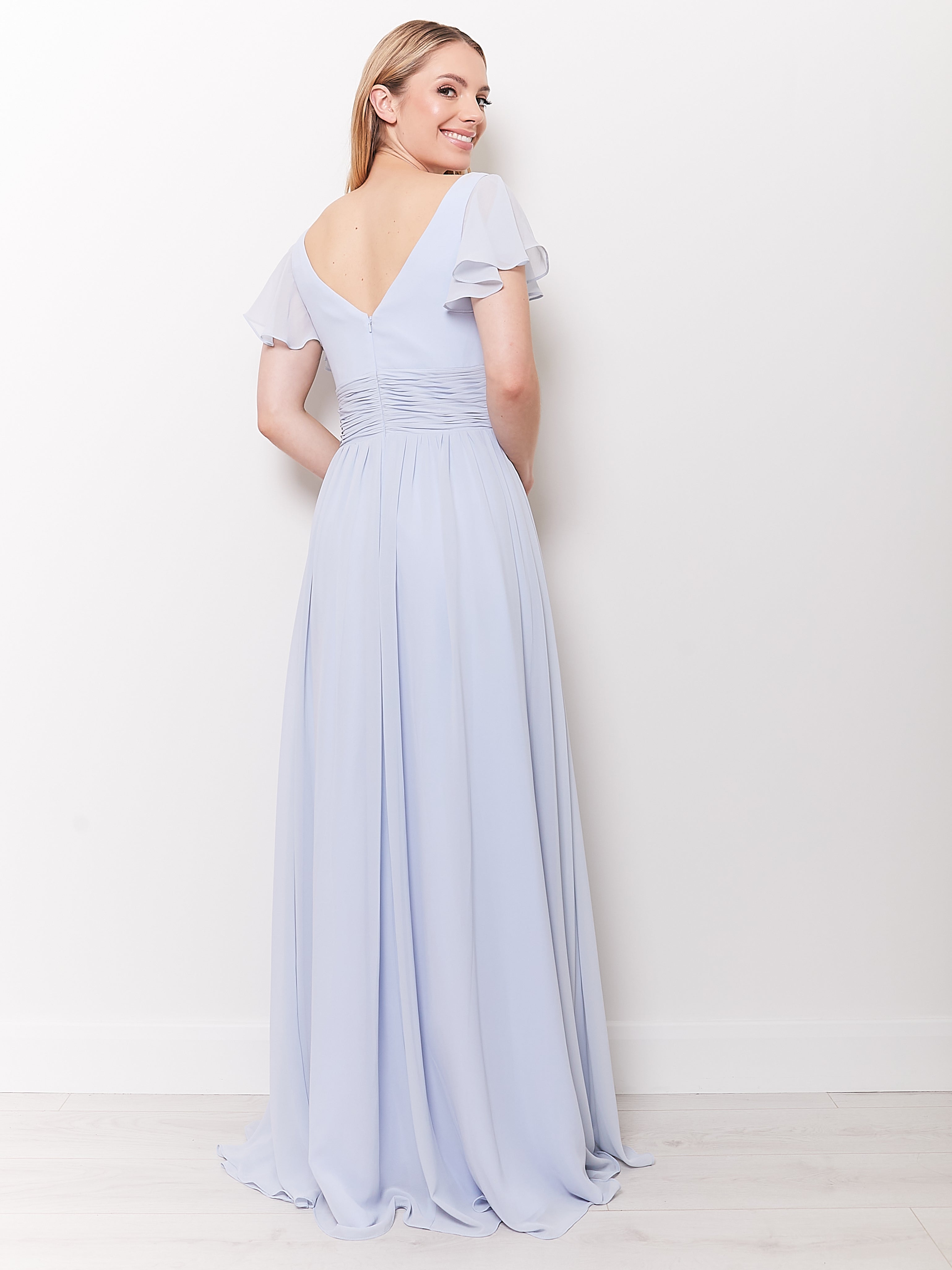 Juliette - Light Blue Draped Front Bridesmaid Dress
