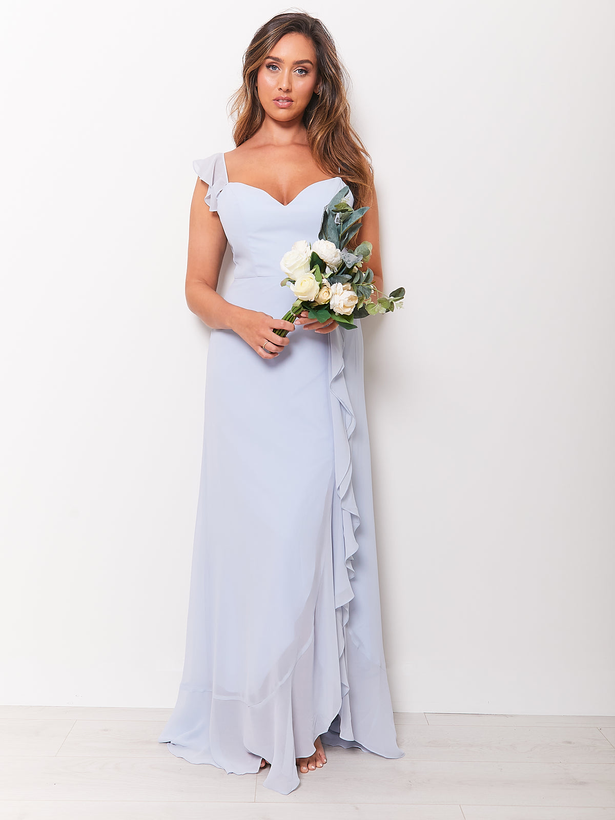 sage colored bridesmaid dresses Green Satin Dress A-Line Maxi V-Neck Length:Short neckline_v-neck Cerulean Blue Color